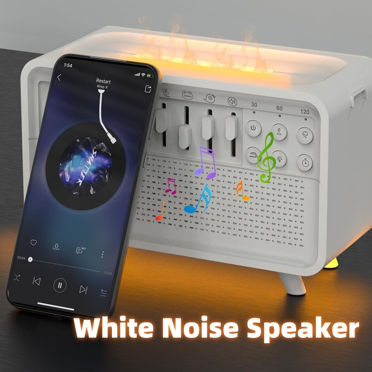 3 In 1 Bluetooth Speaker White Noise Light Humidifier All-in-one