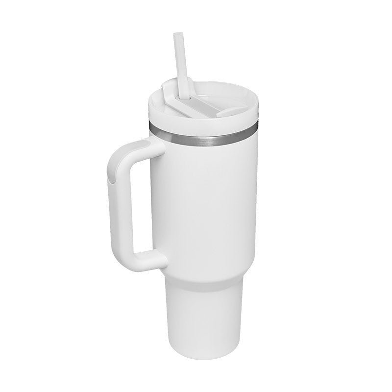 Vaso de 40 oz con asa, aislamiento de pajita, taza de café al vacío de acero inoxidable a prueba de derrames