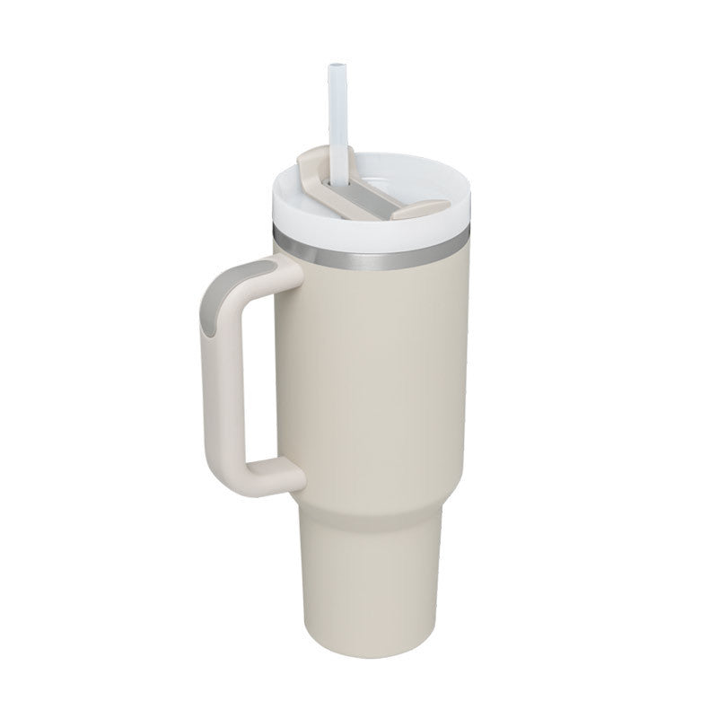 Vaso de 40 oz con asa, aislamiento de pajita, taza de café al vacío de acero inoxidable a prueba de derrames
