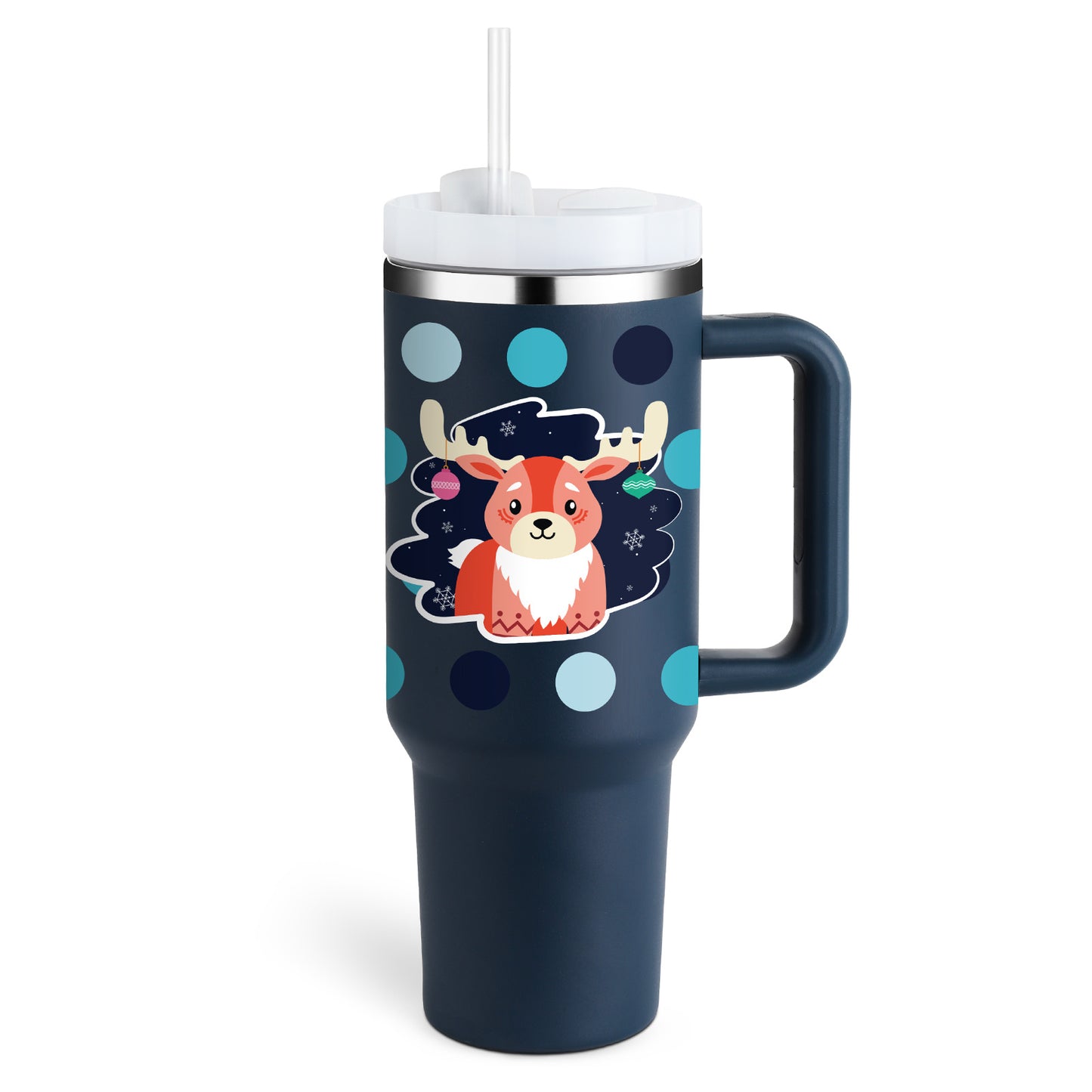 Vaso de 40 oz con asa, aislamiento de pajita, taza de café al vacío de acero inoxidable a prueba de derrames