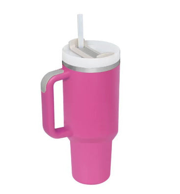 Vaso de 40 oz con asa, aislamiento de pajita, taza de café al vacío de acero inoxidable a prueba de derrames