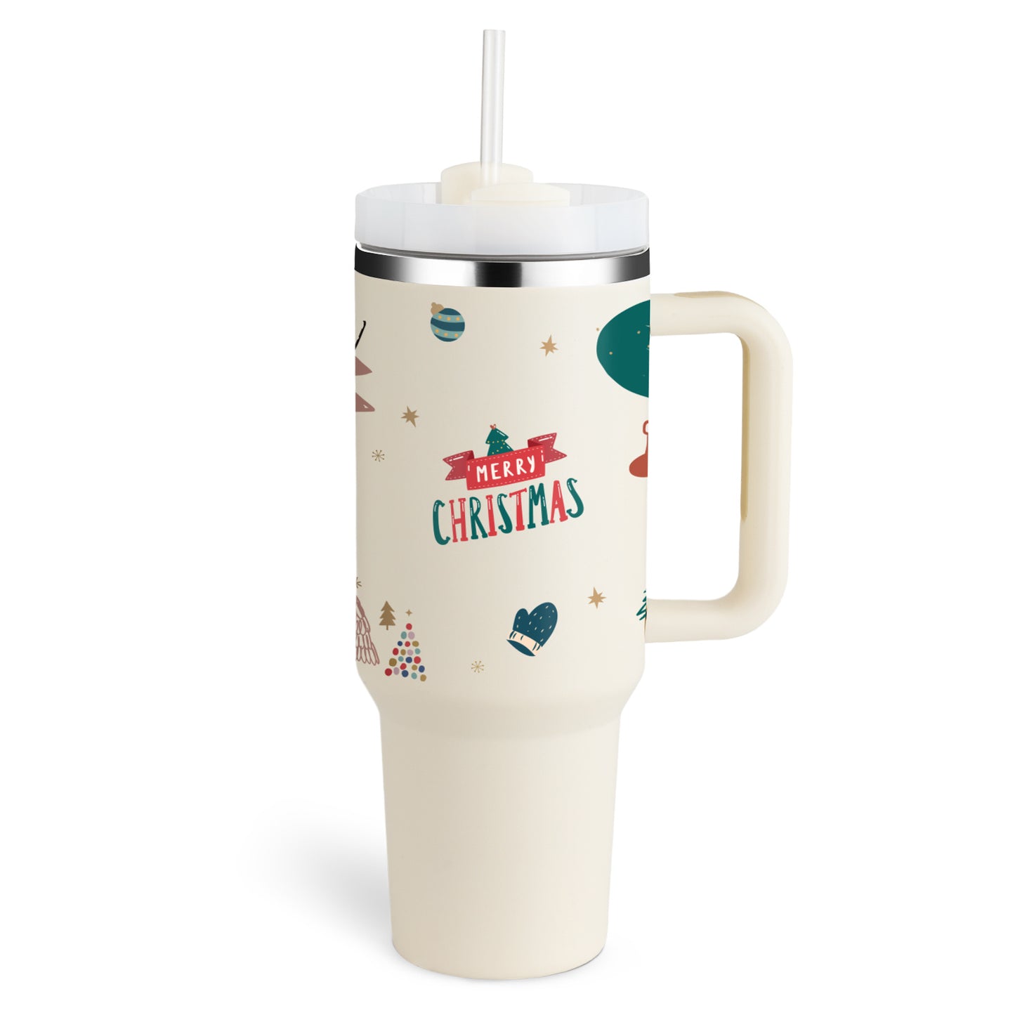 Vaso de 40 oz con asa, aislamiento de pajita, taza de café al vacío de acero inoxidable a prueba de derrames