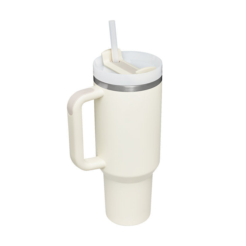 Vaso de 40 oz con asa, aislamiento de pajita, taza de café al vacío de acero inoxidable a prueba de derrames