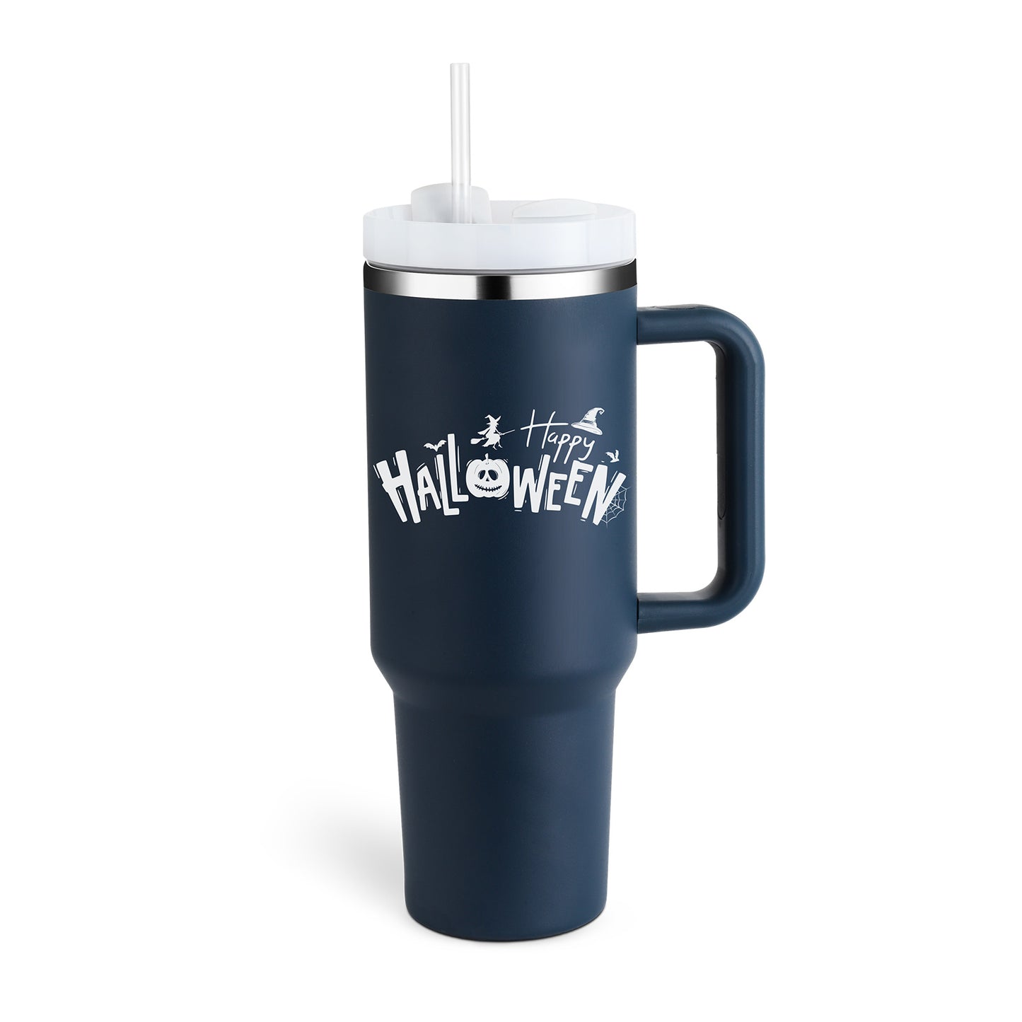 Vaso de 40 oz con asa, aislamiento de pajita, taza de café al vacío de acero inoxidable a prueba de derrames