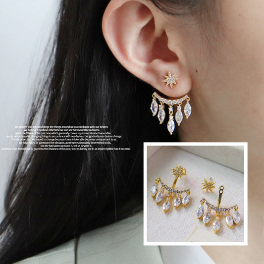 New Retro Eight Awn Star Zircon Earrings Jewelry