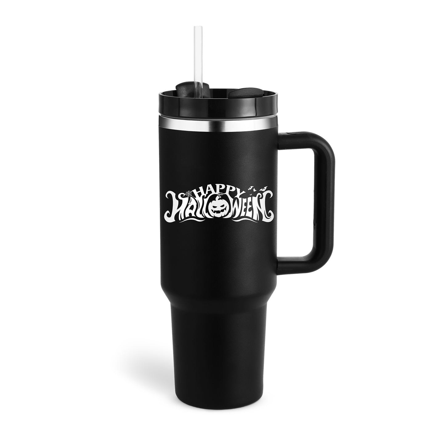 Vaso de 40 oz con asa, aislamiento de pajita, taza de café al vacío de acero inoxidable a prueba de derrames