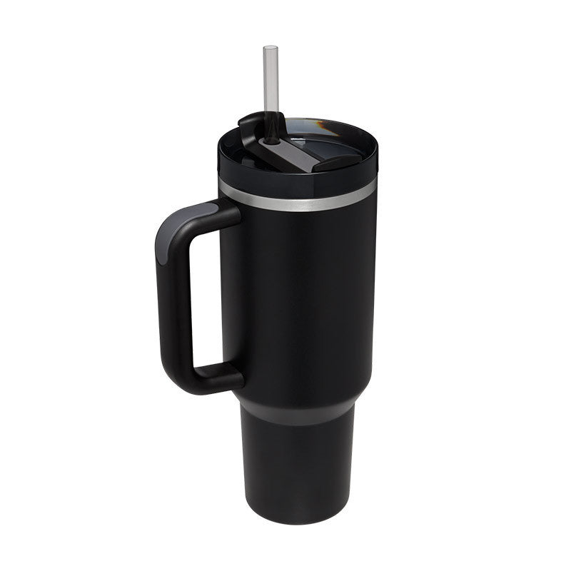 Vaso de 40 oz con asa, aislamiento de pajita, taza de café al vacío de acero inoxidable a prueba de derrames