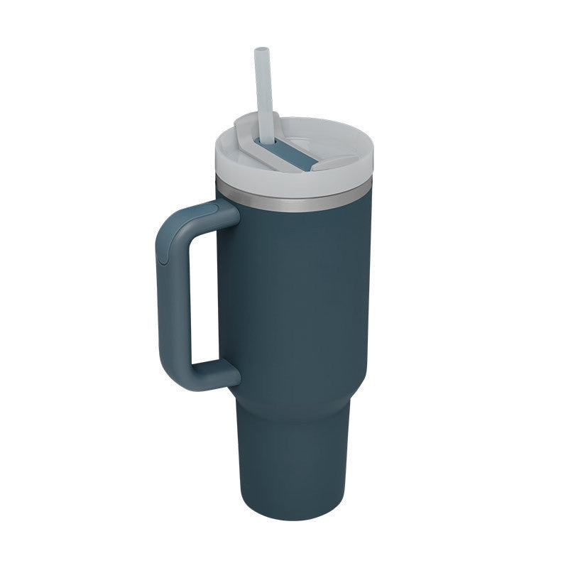Vaso de 40 oz con asa, aislamiento de pajita, taza de café al vacío de acero inoxidable a prueba de derrames